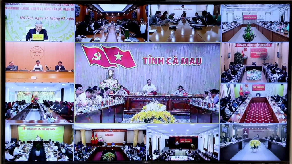 Buổi họp ứng dụng giải pháp hội nghị trực tuyến cho chính phủ