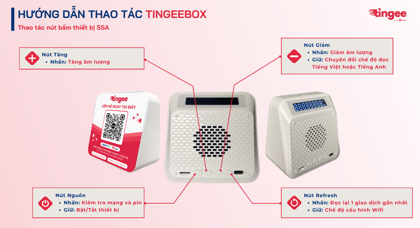 Tingee Box 5SA - Loa thông báo chuyển khoản 2025 Hướng dẫn sử dụng loa Tingee Box 5SA