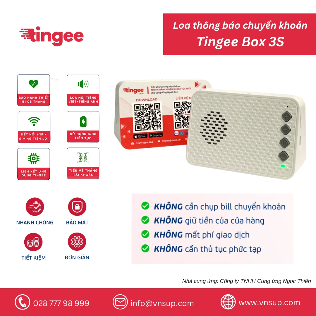 Loa thông báo chuyển khoản Tingee Box 3S