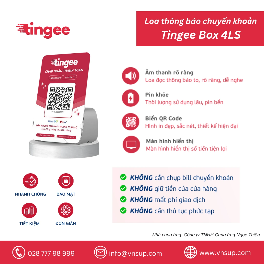 Loa thông báo chuyển khoản Tingee Box 4LS