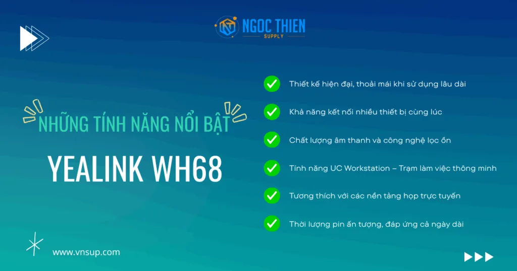 Những tính năng nổi bật của tai nghe Yealink WH68