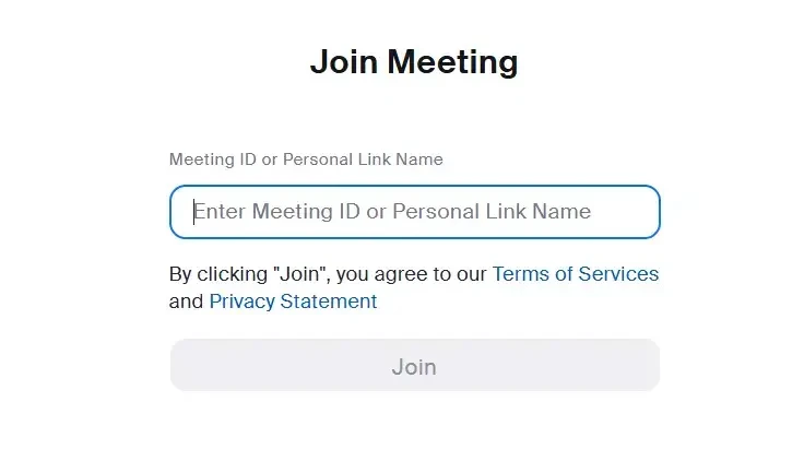 tham gia zoom bằng id từ trình duyệt web