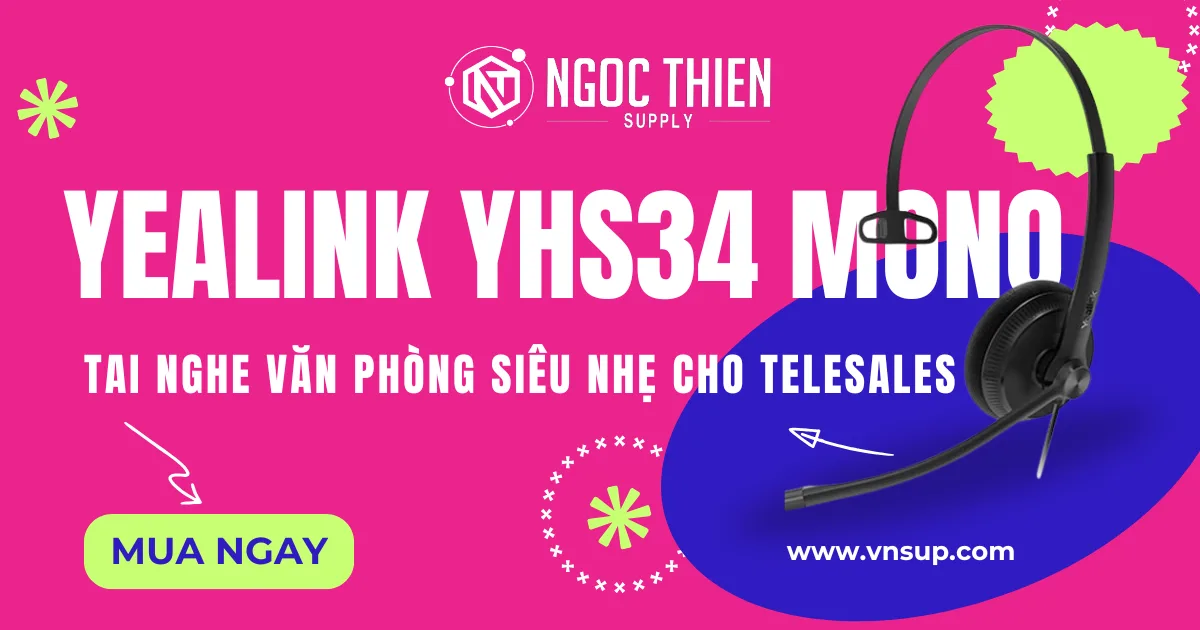 Yealink YHS34 Mono_ Tai nghe văn phòng siêu nhẹ cho telesales