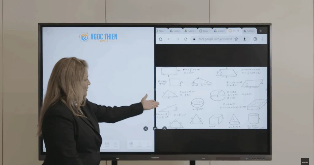 Giáo viên dễ dàng chia sẻ 2 màn hình cùng lúc để hướng dẫn