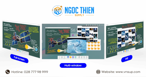 Màn hình tương tác Samsung WAC 75 inch cho phép hiển thị nhiều cửa sổ cùng lúc