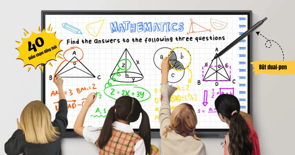 Cảm ứng đa điểm chạm cùng bút dual pen tiện lợi