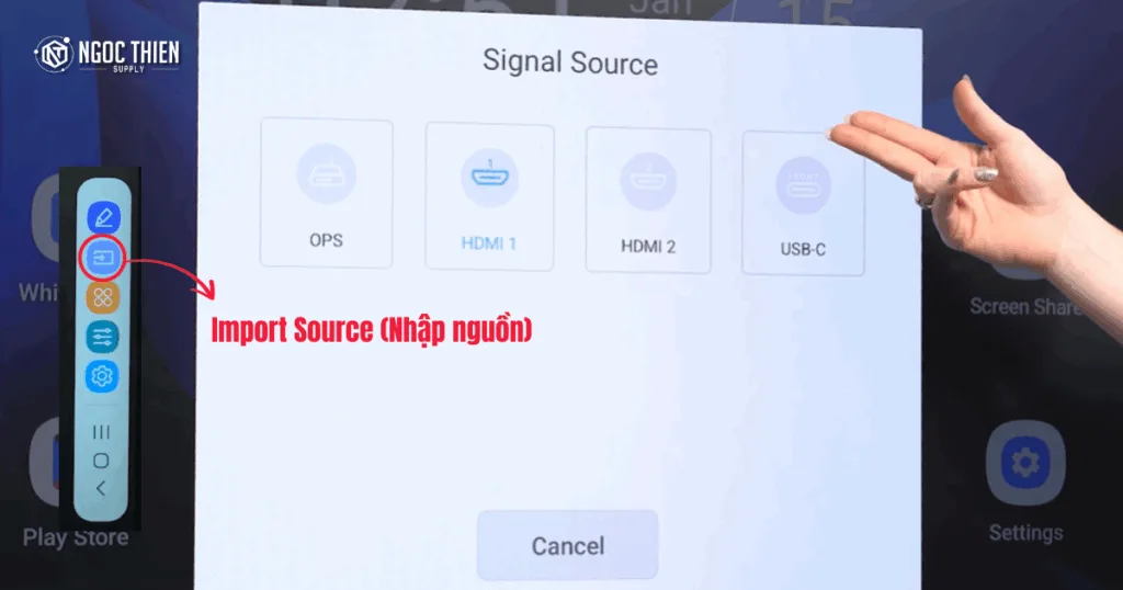 Nút Import Source - Nhập nguồn trên Samsung WAF