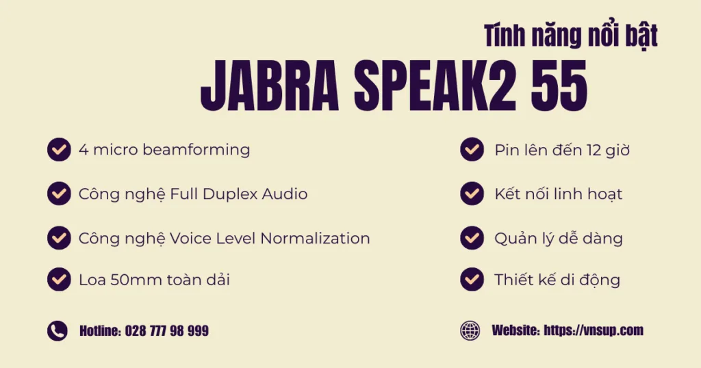 Tính năng nổi bật của Jabra Speak2 55