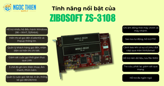 Tính năng nổi bật của card ghi âm Zibosoft ZS-3108