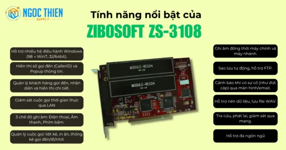 Tính năng nổi bật của card ghi âm Zibosoft ZS-3108