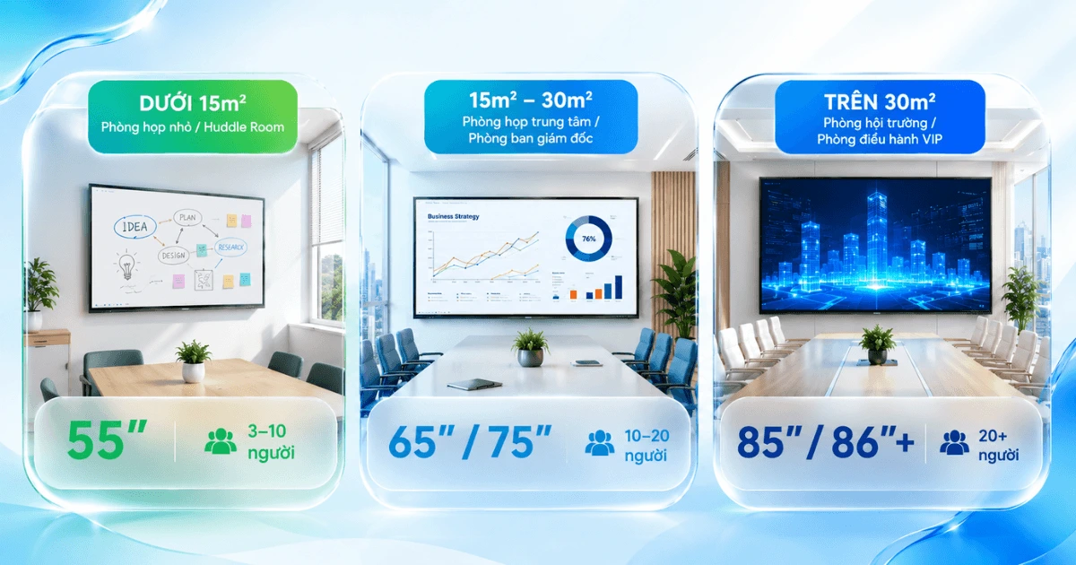 chọn kích thước màn hình tương tác Samsung