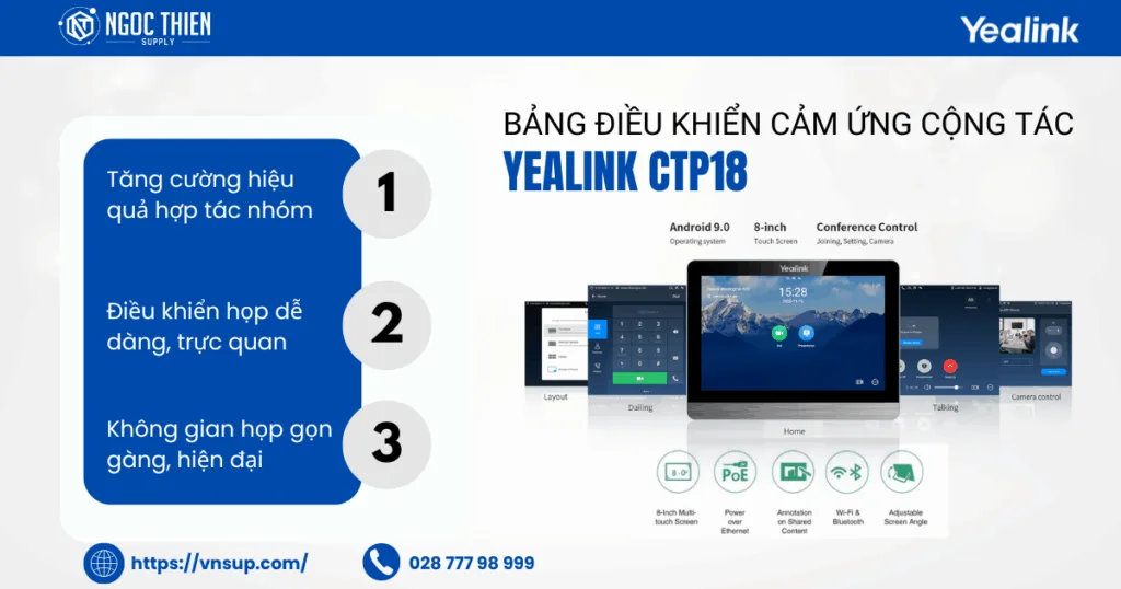 Bảng điều khiển cảm ứng cộng tác Yealink CTP18 - Bộ giải pháp Yealink A30-025