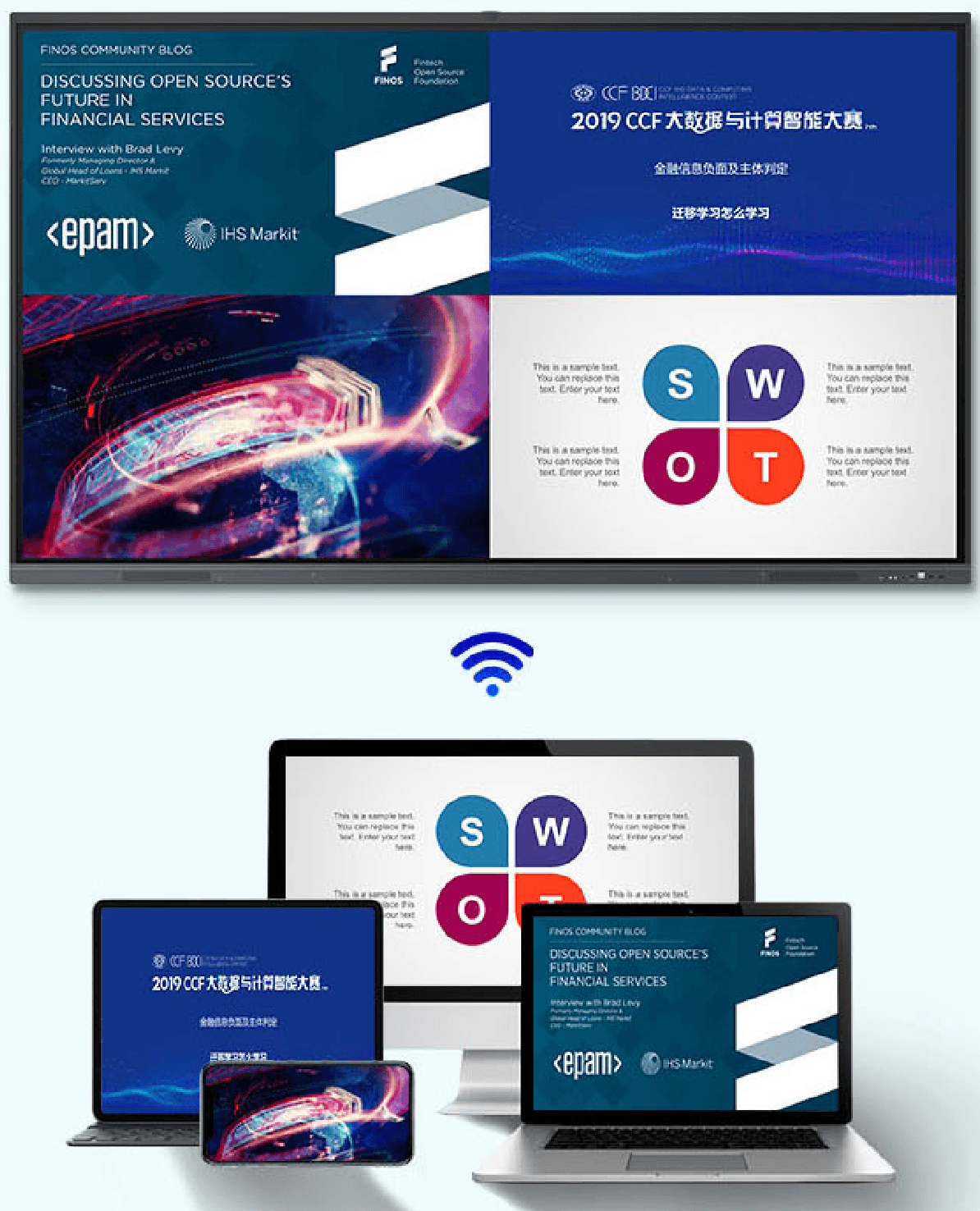 màn hình tương tác Hatek chia sẻ không dây