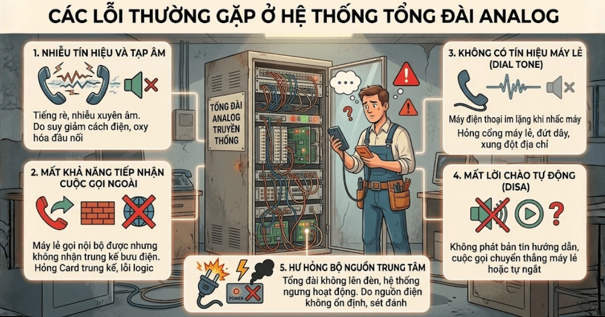 Các lỗi thường gặp ở hệ thống tổng đài Analog