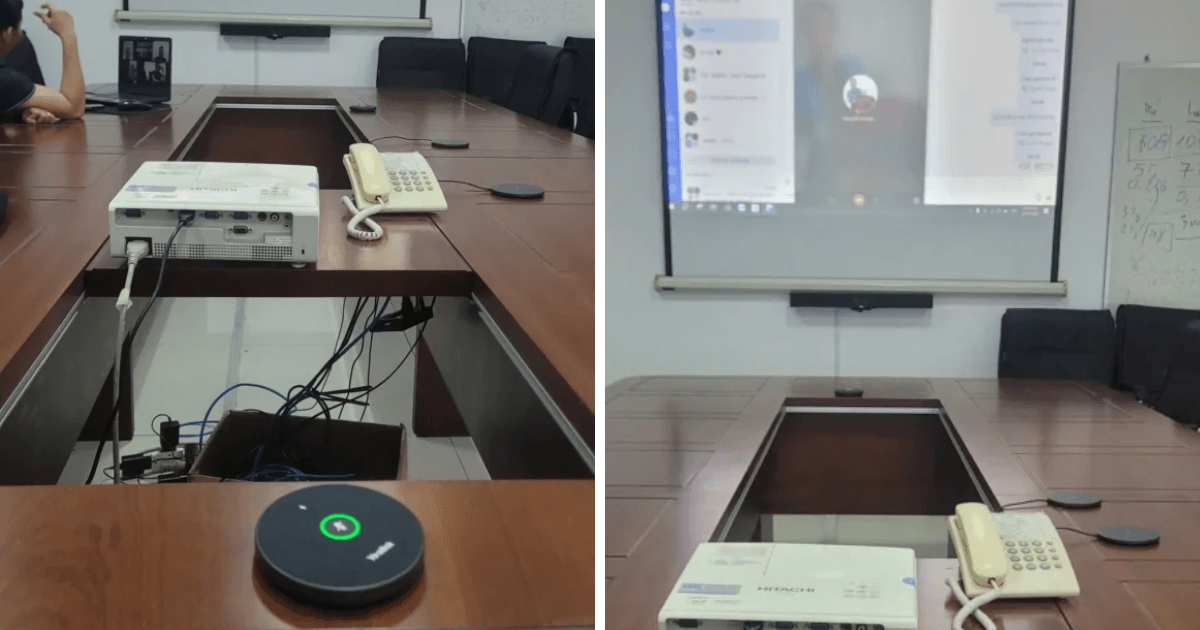Hình ảnh thực tế lắp đặt bộ Yealink SmartVision 40 + VCM36-W + RoomCast