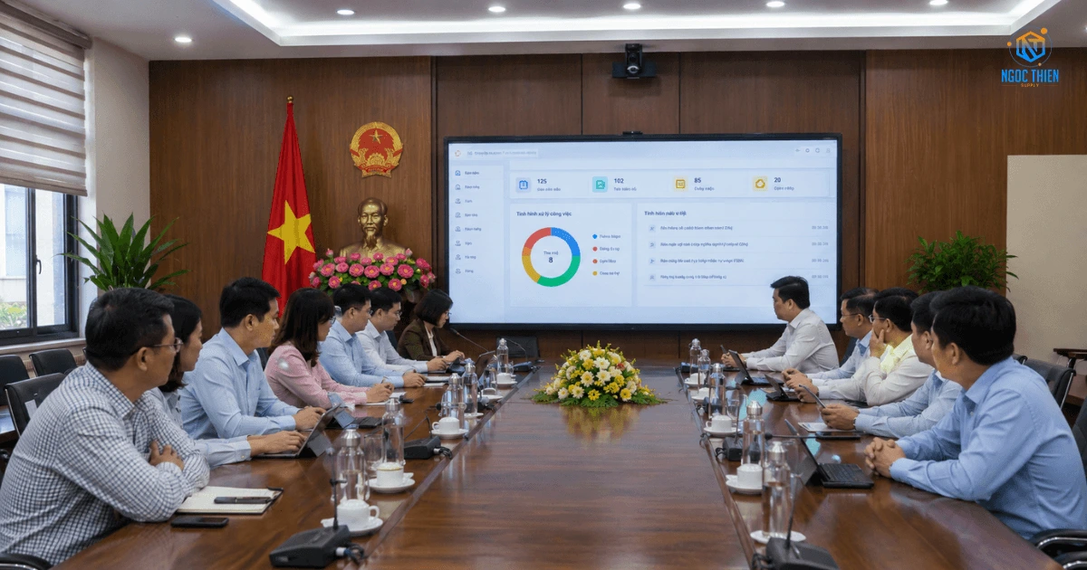 phòng họp không giấy cho UBND xã thực tế