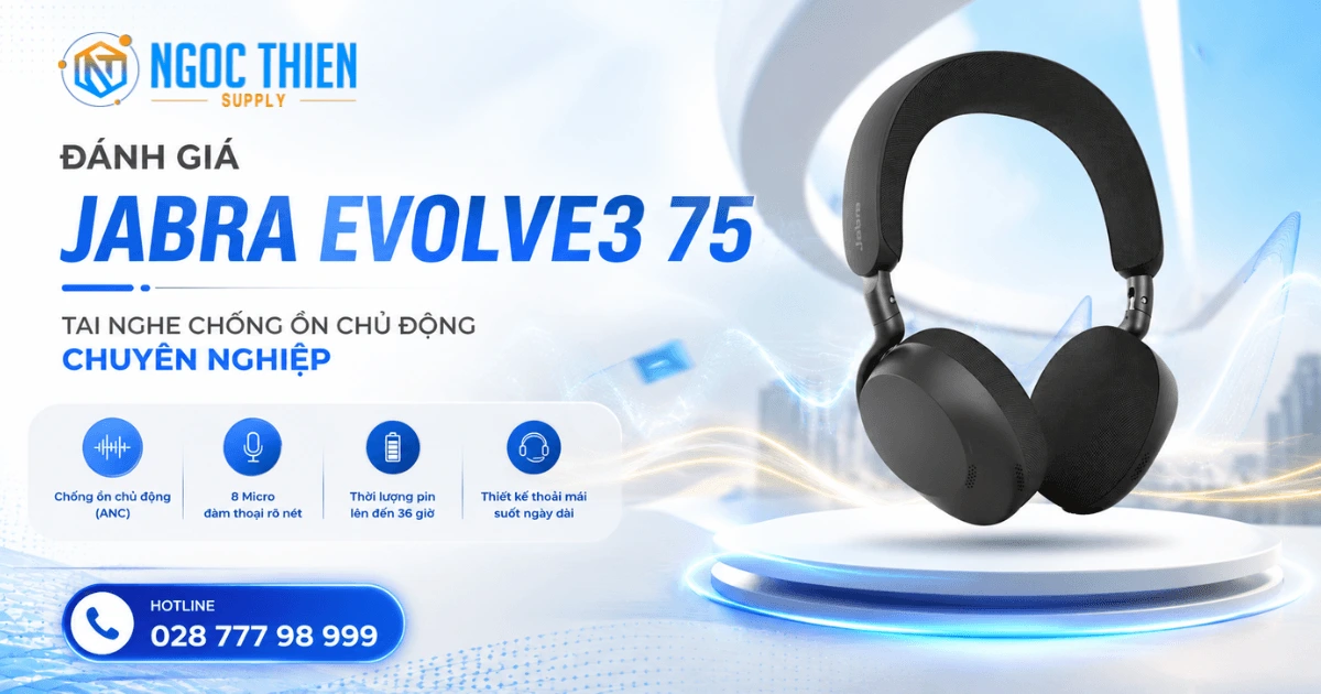 Đánh giá tai nghe không dây Jabra Evolve3 75 chính hãng