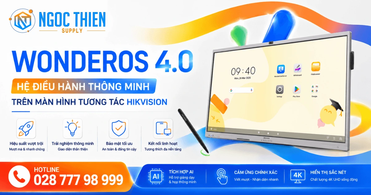 Hệ điều hành WonderOS 4.0 trên màn hình tương tác Hikvision