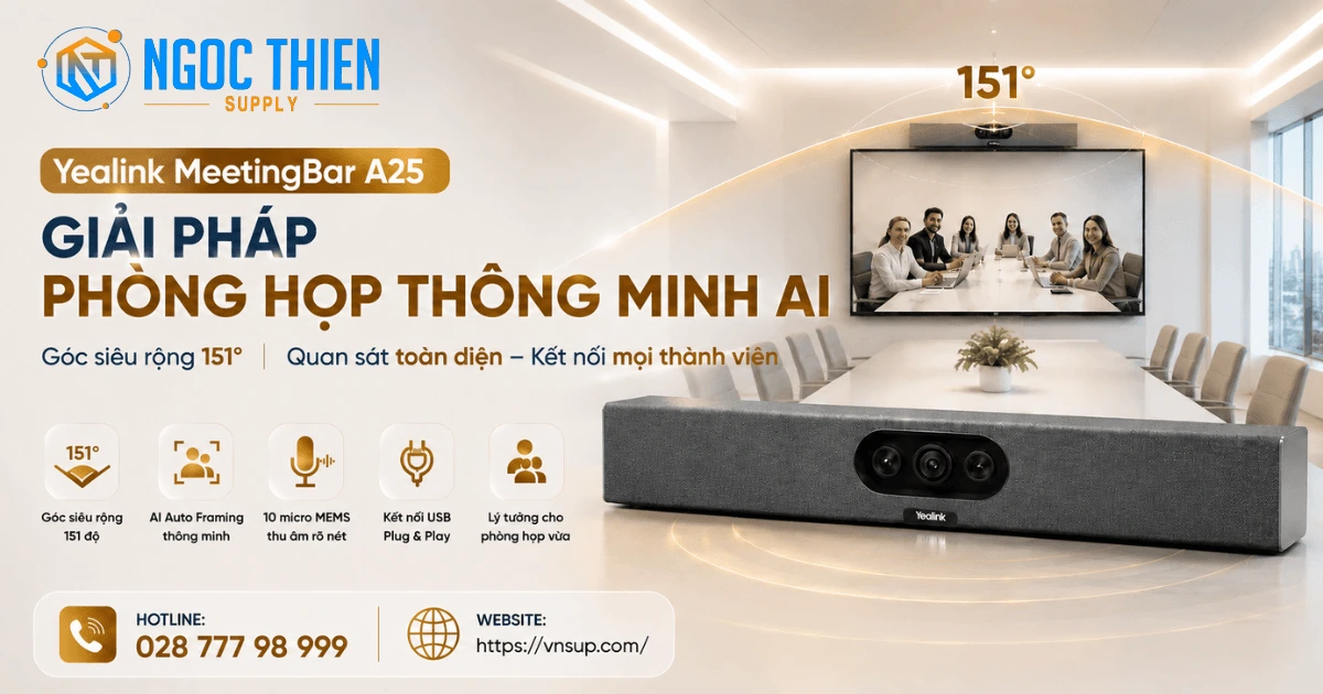 Yealink MeetingBar A25 giải pháp phòng họp thông minh AI