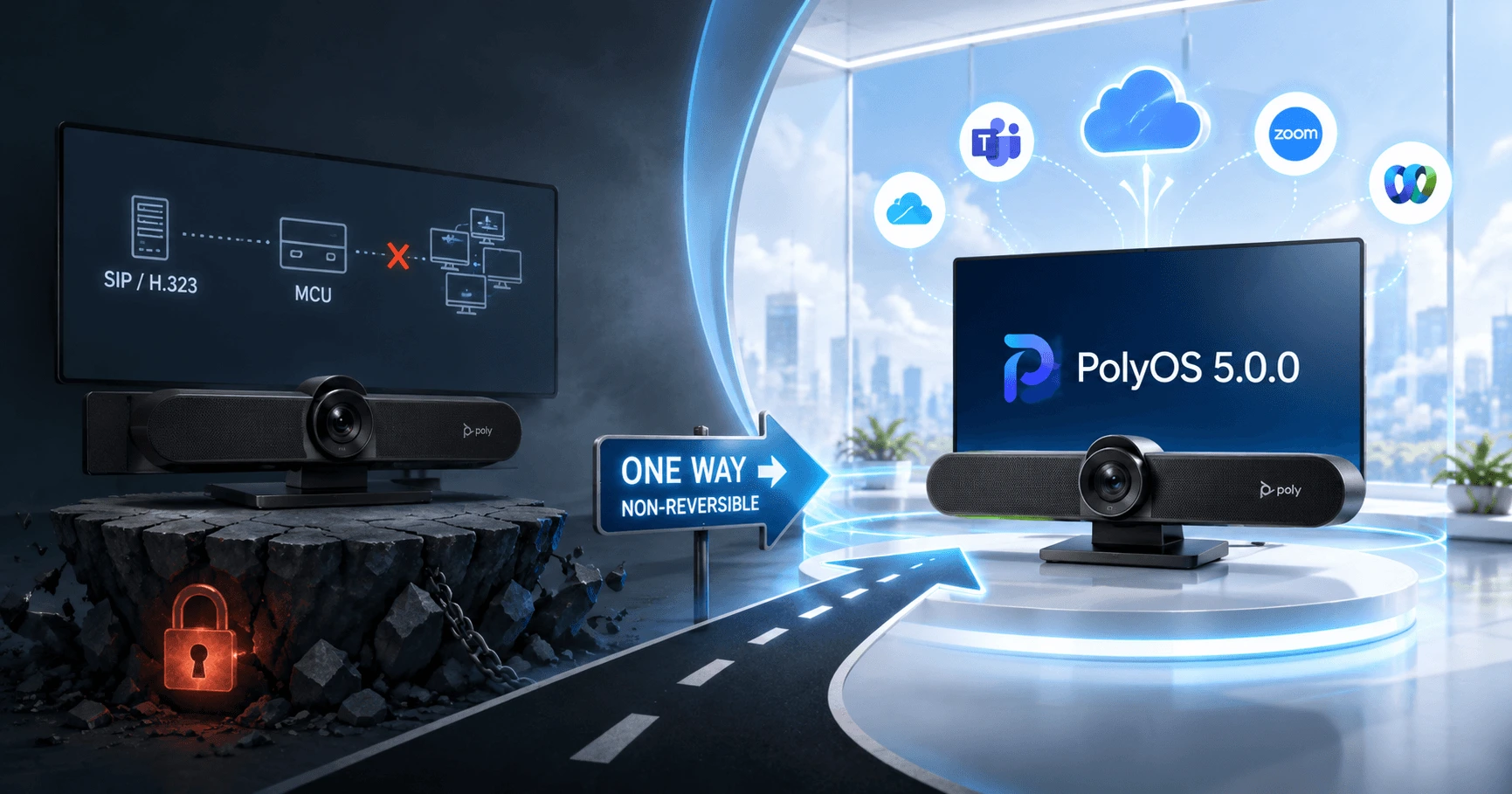 nâng cấp một chiều không thể đảo ngược từ HP Poly