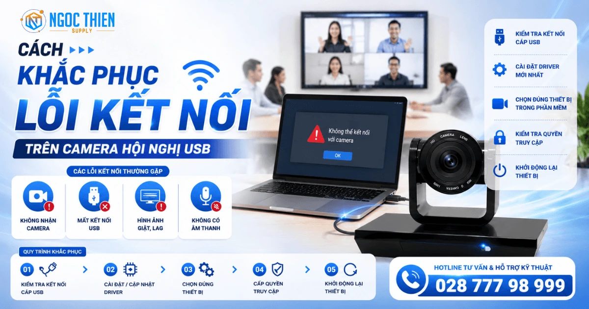 Cách khắc phục lỗi kết nối trên camera hội nghị USB