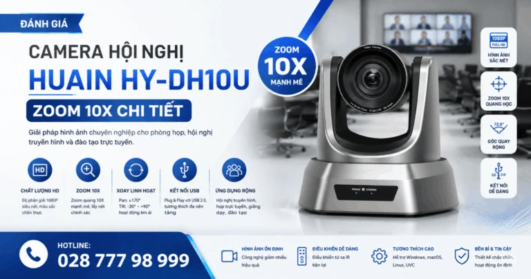 Đánh giá camera hội nghị Huain HY-DH10U Zoom 10x chi tiết