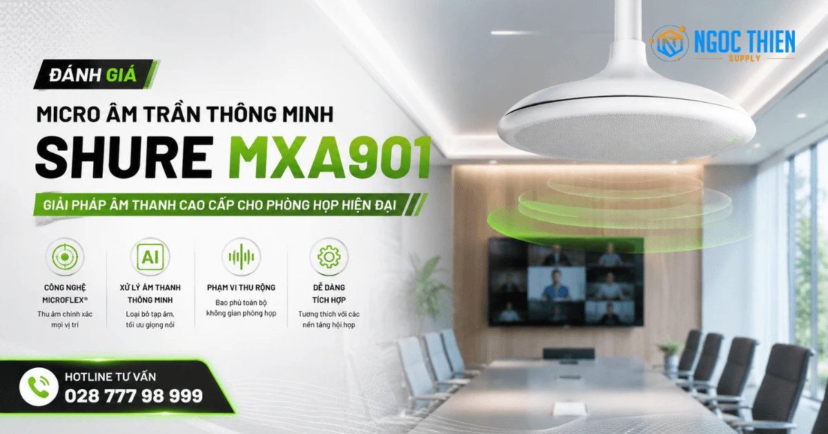 Đánh giá micro âm trần thông minh Shure MXA901