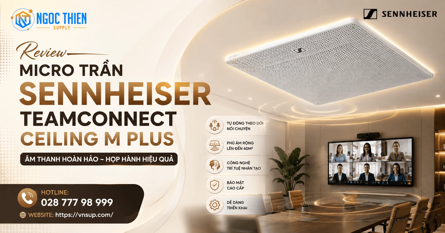 Đánh giá micro trần Sennheiser TeamConnect Ceiling M Plus