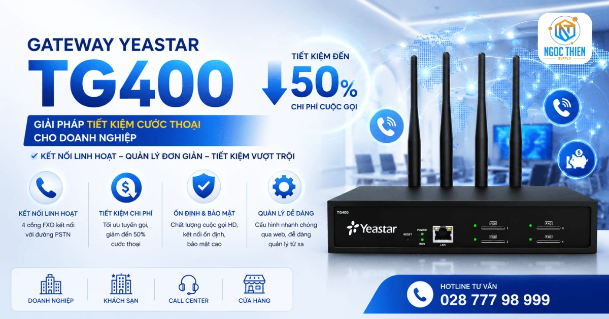 Gateway Yeastar TG400 giúp tiết kiệm cước thoại
