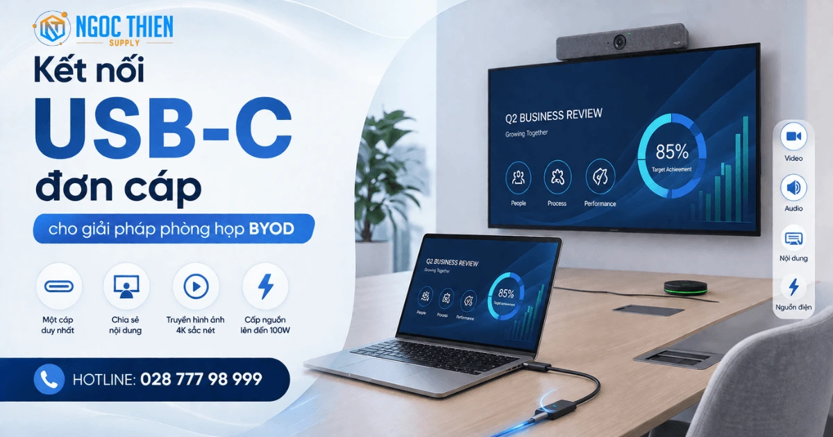 Kết nối USB-C đơn cáp cho giải pháp phòng họp BYOD