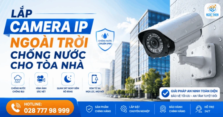 Lắp camera IP ngoài trời chống nước cho tòa nhà