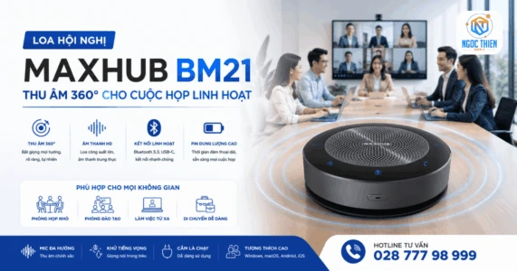 Maxhub BM21 thu âm 360 độ cho cuộc họp linh hoạt