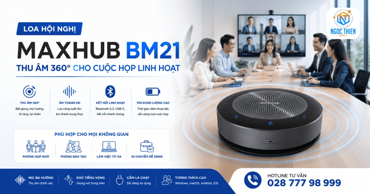 Maxhub BM21 thu âm 360 độ cho cuộc họp linh hoạt