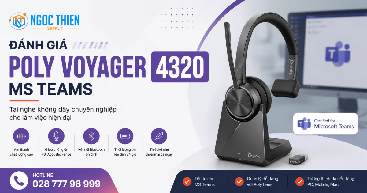 Review tai nghe Poly Voyager 4320 MS Teams