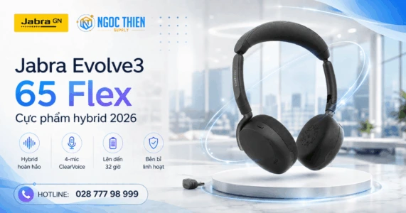 Tai nghe Jabra Evolve3 65 Flex_ Cực phẩm hybrid 2026