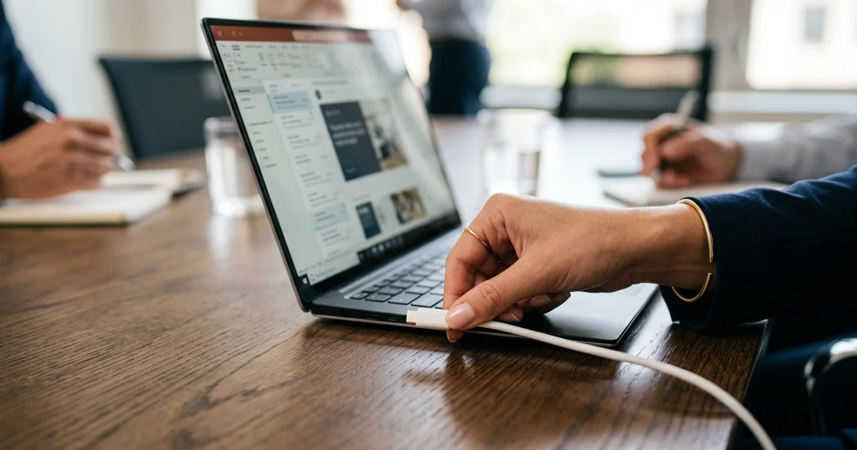 Thao tác kết nối cáp USB-C theo chuẩn BYOD thông minh