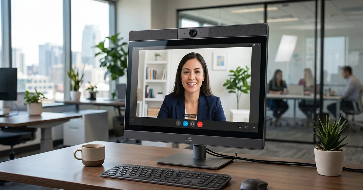 Màn hình hội nghị truyền hình Cisco hiển thị người dùng từ xa