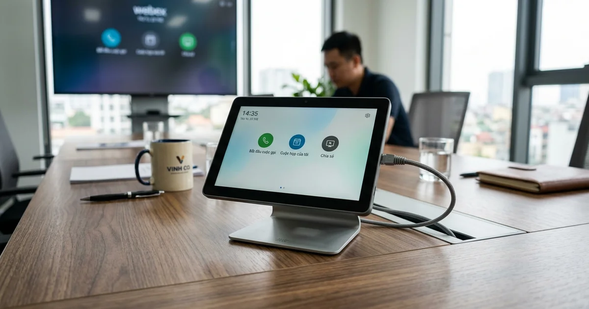 Bảng điều khiển cảm ứng Cisco Touch Controller chuyên dụng trên bàn họp
