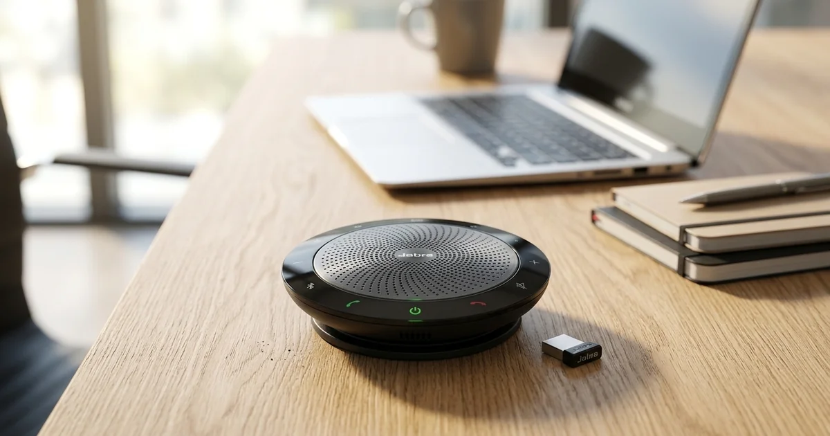 Loa hội nghị Jabra Speak 510 trên bàn làm việc văn phòng