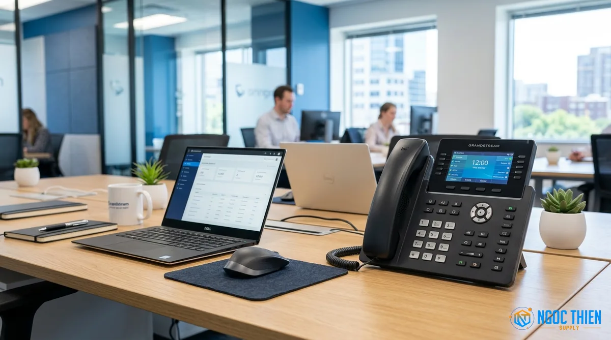 thiết bị voip giá rẻ Grandstream GRP2601 giao diện màn hình