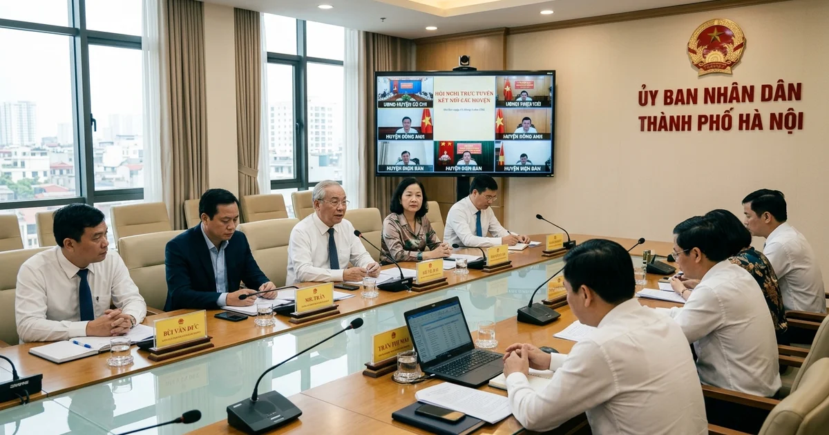 Mô hình phòng họp trực tuyến đa điểm hiện đại tại cơ quan UBND cấp xã phường. Ngọc Thiên cung cấp thiết bị hội nghị truyền hình, hệ thống phòng họp, lớp học thông minh chính hãng.