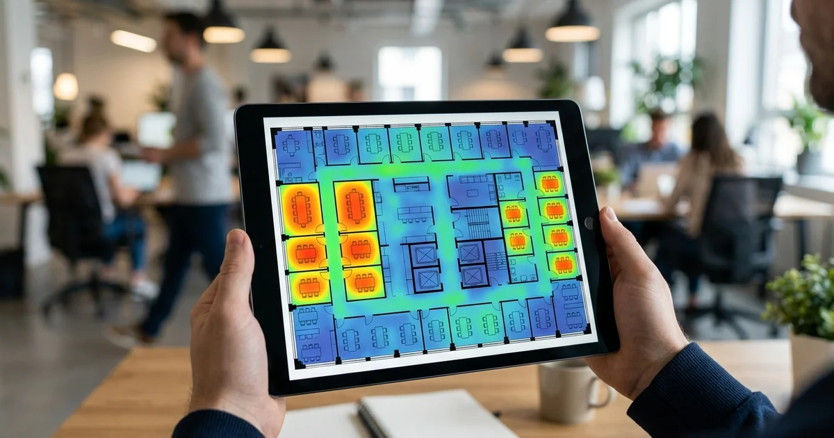 Heatmap hiển thị mức độ khai thác các phòng ban trên máy tính bảng