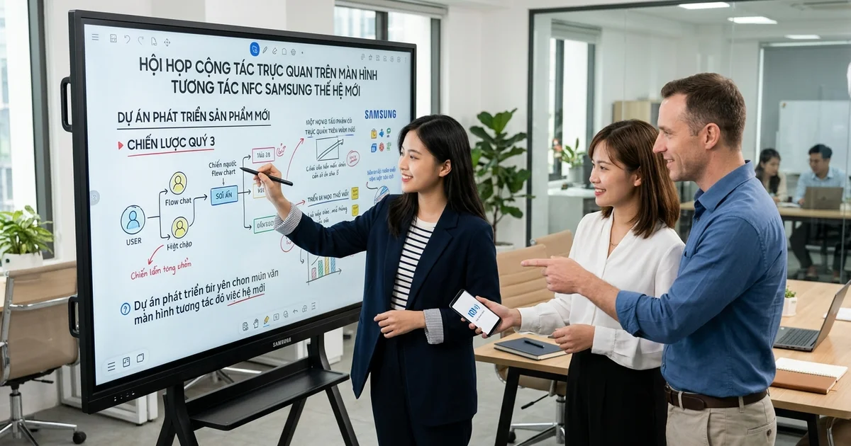 Hội họp cộng tác trực quan trên màn hình tương tác NFC Samsung thế hệ mới