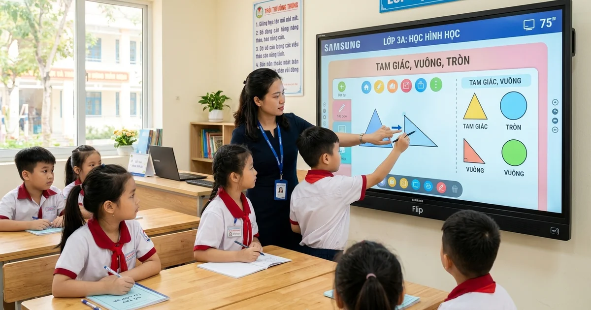 Lớp học thông minh ứng dụng màn hình tương tác NFC Samsung chính hãng