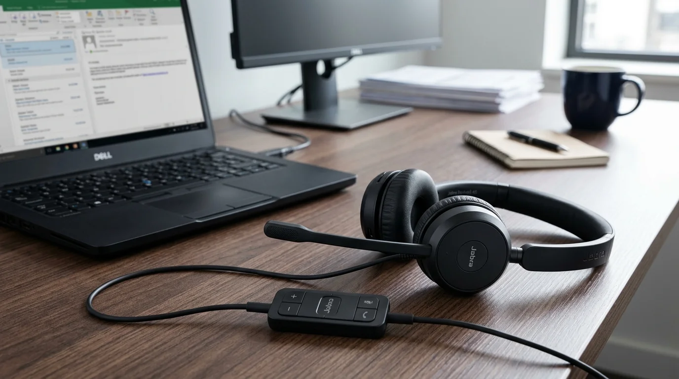 thiết kế cắm dây và kết nối so sánh tai nghe Jabra Evolve3 45