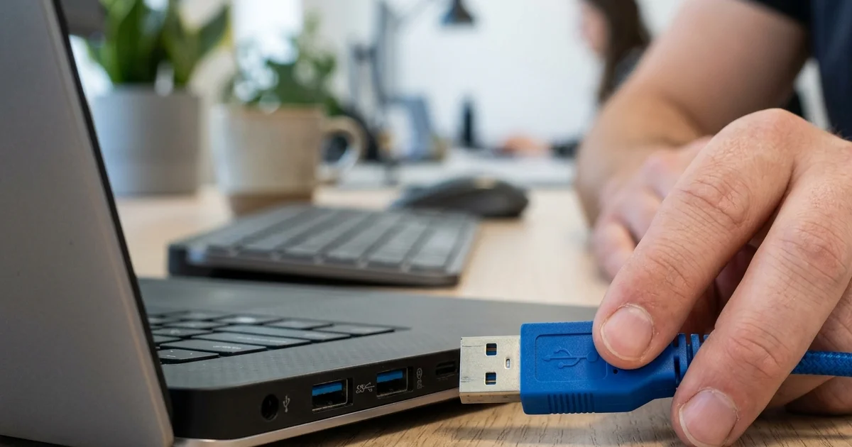 Cắm lại đầu cáp USB kết nối để khắc phục lỗi camera hội nghị