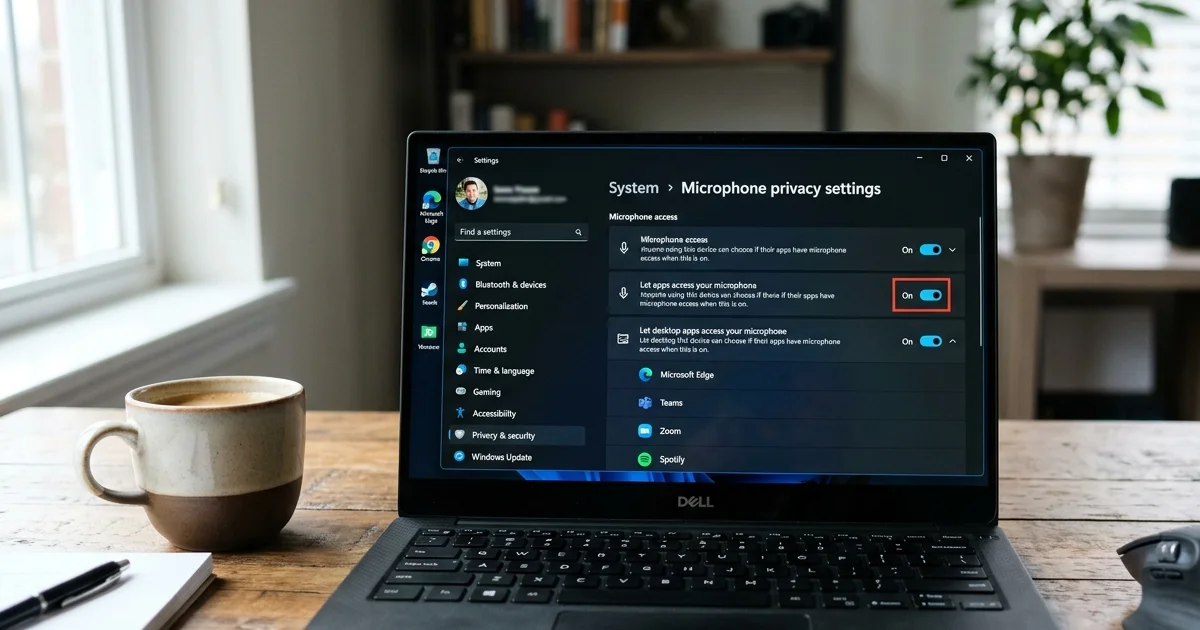 Bảng điều khiển Microphone privacy settings cho phép app truy cập micro trong sửa lỗi tai nghe không nhận micro