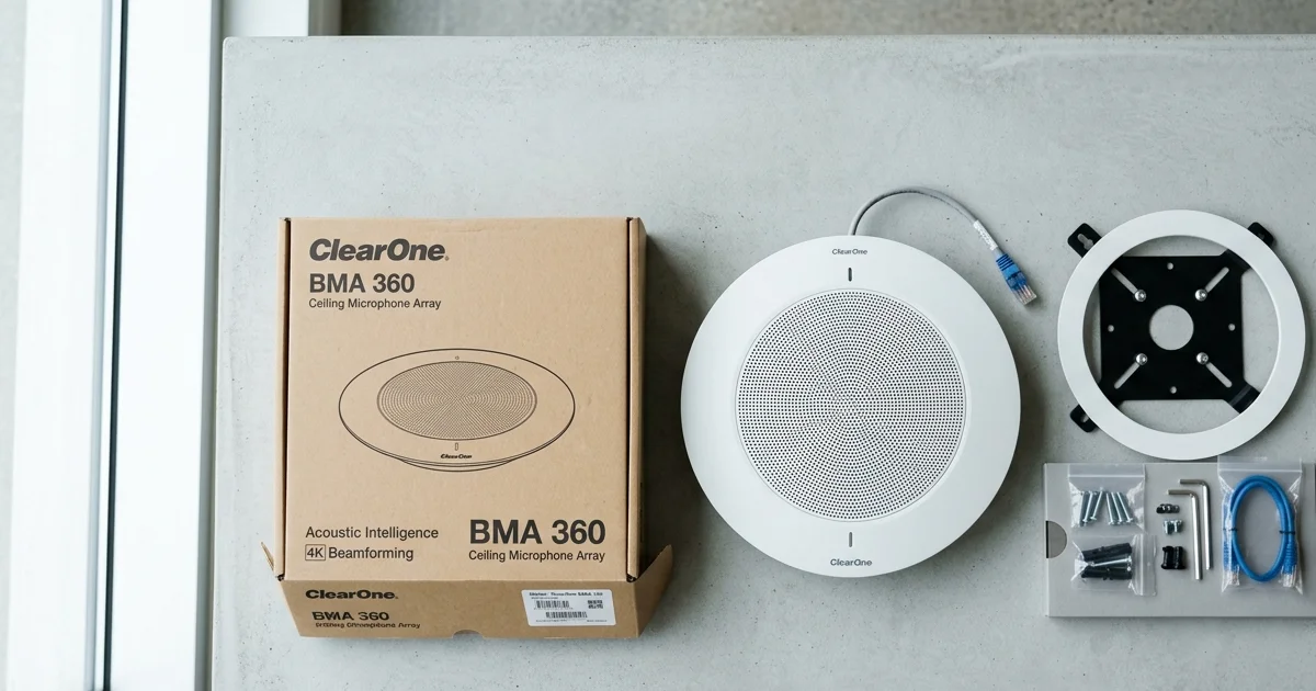 Trọn bộ hộp sản phẩm micro gắn trần và các phụ kiện giá treo thạch cao trong xu hướng micro chùm tia