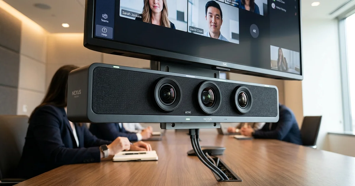 Thiết bị loa thanh tích hợp nhiều ống kính camera và loa thanh AI