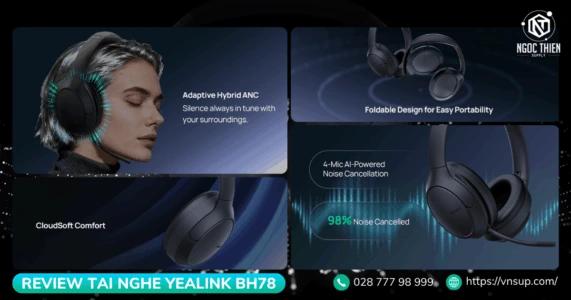 Review tai nghe Yealink BH78 chống ồn cho văn phòng hybrid